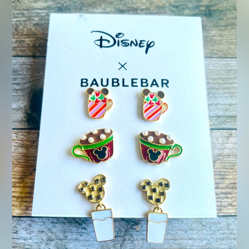 Baublebar Disney Mickey Mouse Holiday Drinks Earrings Trio Set